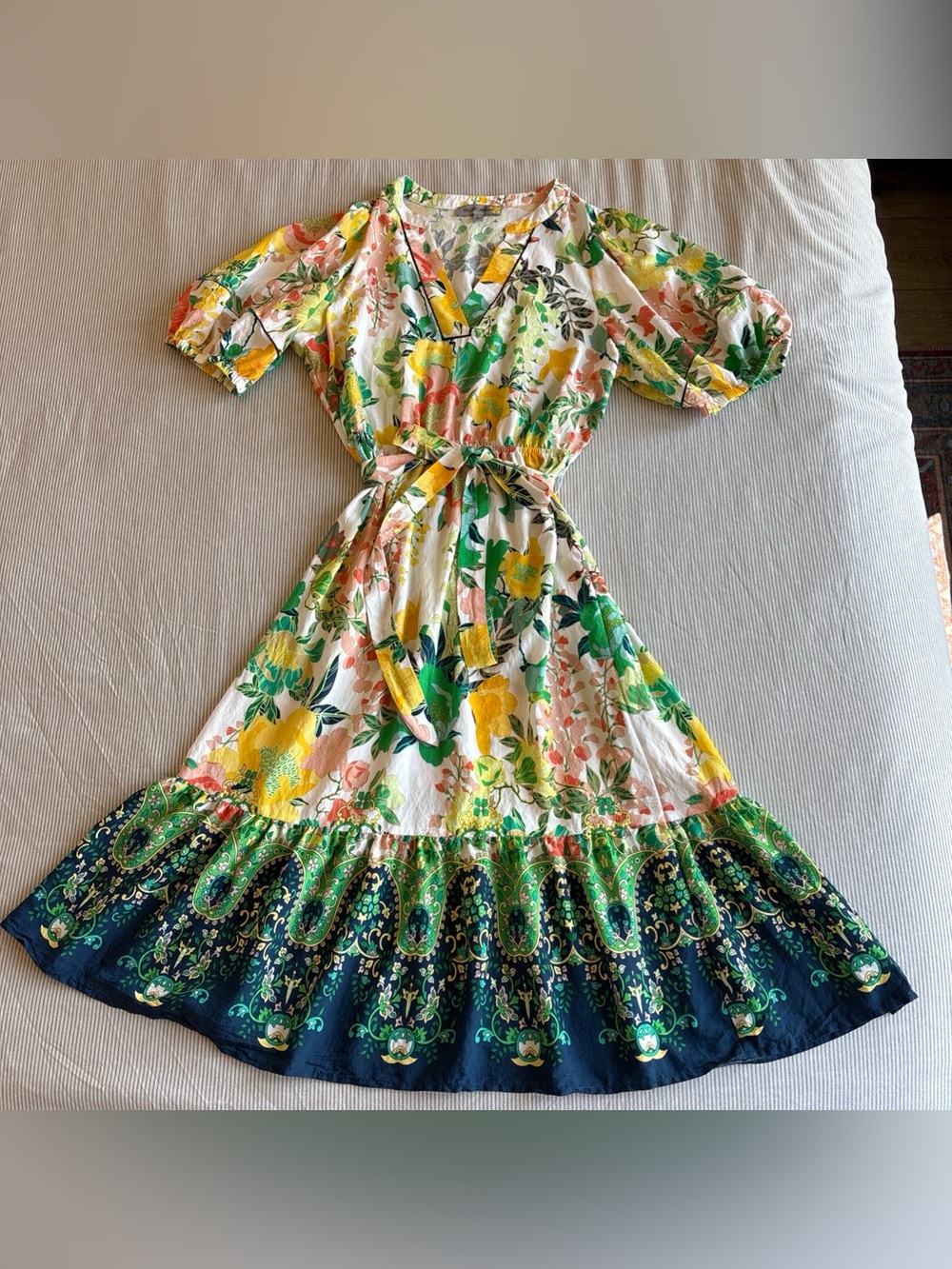 Figueroa & Flower Floral Paisley Tiered Midi Dress DIX50B25 Large